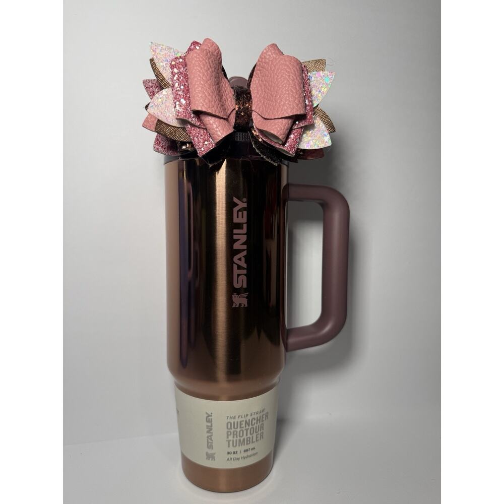 Stanley Mesa Rose POLISHED ROSE GOLD 30oz Protour Quencher Tumbler BNWT + Bow